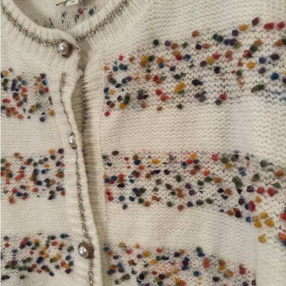 Andree By Unit Cardigan Women M Palmer Colorful Clip Dot Sweater Grandma Spring - Picture 3 of 7